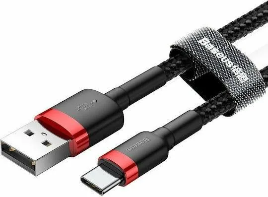 BASEUS Cafule, καλώδιο φόρτισης, USB ΣΕ Type-C, 0.5m, 3A, Κοκκινο+μαυρο — εικόνα 2