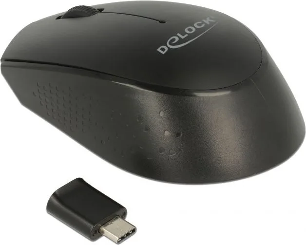 DELOCK ασύρματο ποντίκι 12526, Οπτικό, USB-C receiver, 3-button, μαύρο — εικόνα 2