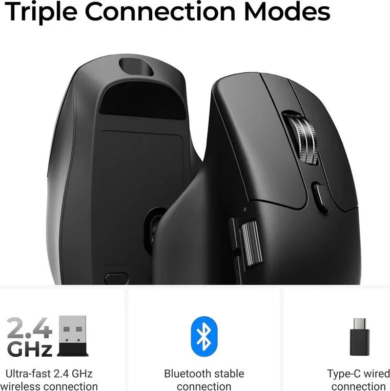 Keychron M6 (M6S-A23) Wireless Ergonomic Optical Mouse 8000hz Polling Rate Black — εικόνα 4