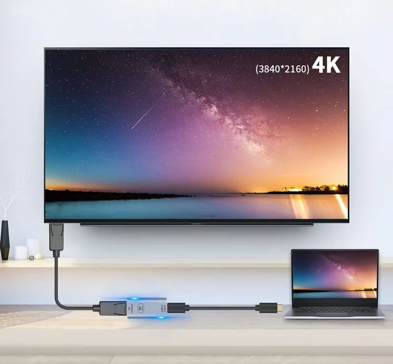 POWERTECH αντάπτορας USB-C σε DisplayPort PTH-097, 4K/60Hz, γκρι — εικόνα 2
