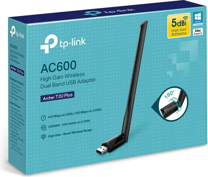 TP-LINK ασύρματος USB αντάπτορας δικτύου Archer T2U Plus, 600Mbps, V.1 — εικόνα 5