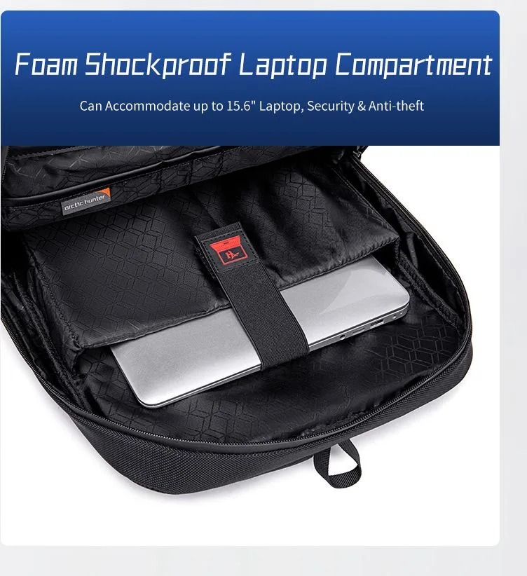 ARCTIC HUNTER τσάντα πλάτης B00111 με θήκη laptop 15.6", 20L, μαύρη — εικόνα 4