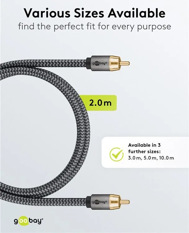 GOOBAY καλώδιο ήχου RCA σε RCA 65297, 3m, μαύρο/ασημί — εικόνα 5