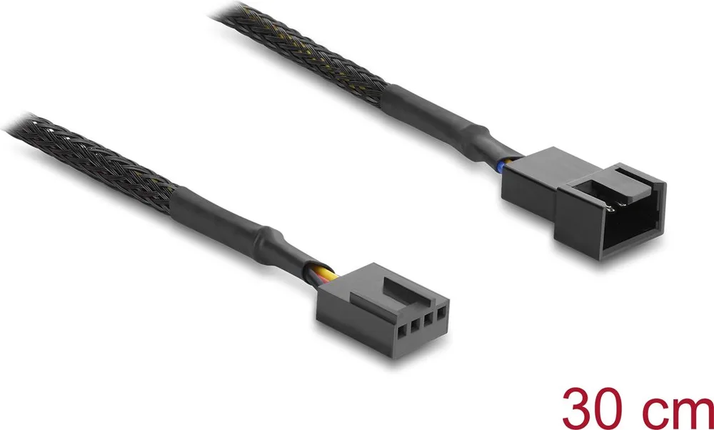 DELOCK καλώδιο προέκτασης 4pin PWM 91360 για ανεμιστήρες, 30cm, μαύρο — εικόνα 2