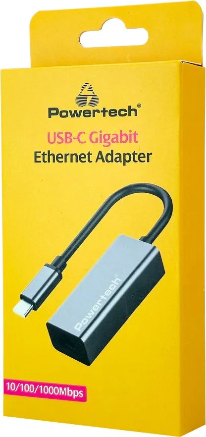 POWERTECH αντάπτορας δικτύου PT-1455, USB-C, 1000Mbps Ethernet, γκρι — εικόνα 2