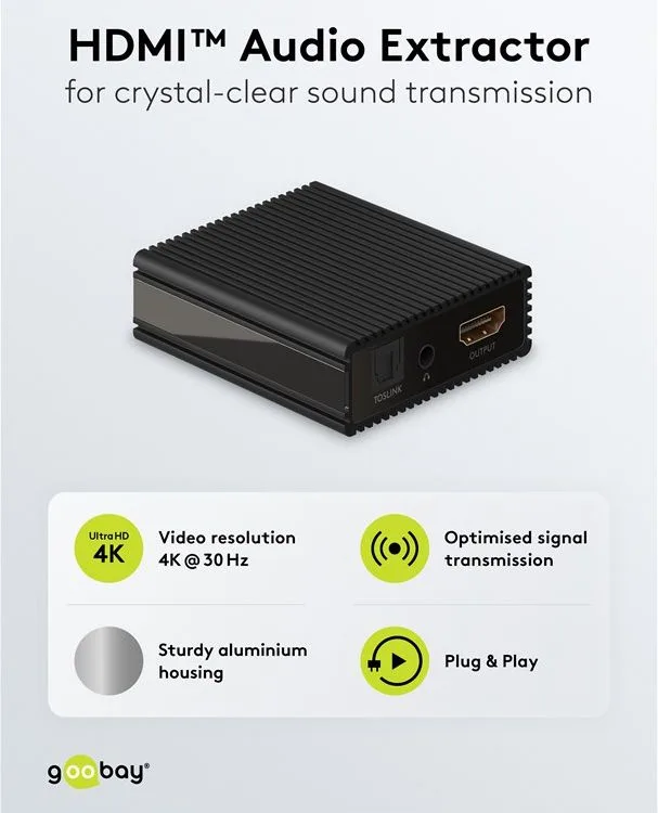GOOBAY HDMI audio extractor 79138, 4K/30Hz, μαύρο — εικόνα 3