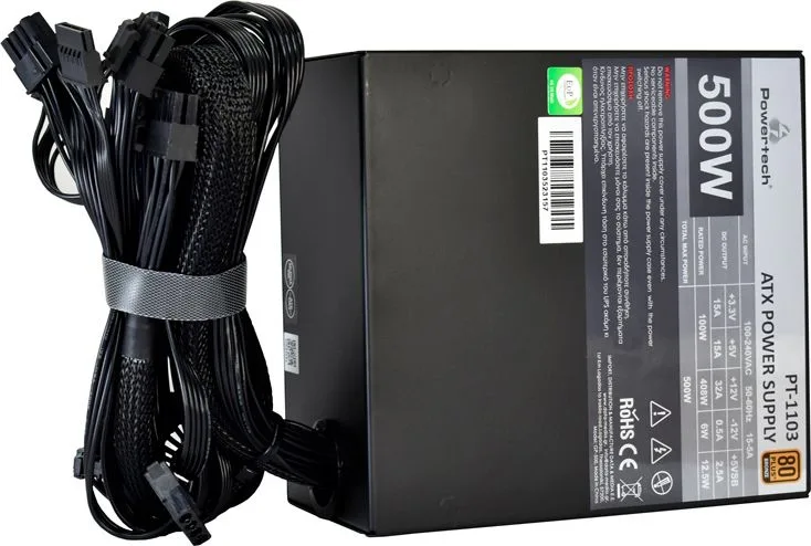 POWERTECH τροφοδοτικό για PC PT-1103, 80Plus Bronze, 500W ATX, 140mm Fan — εικόνα 6