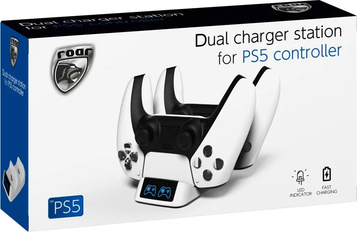 ROAR βάση φόρτισης gamepad RR-0019 για 2x PS5 DualSense, λευκή — εικόνα 4