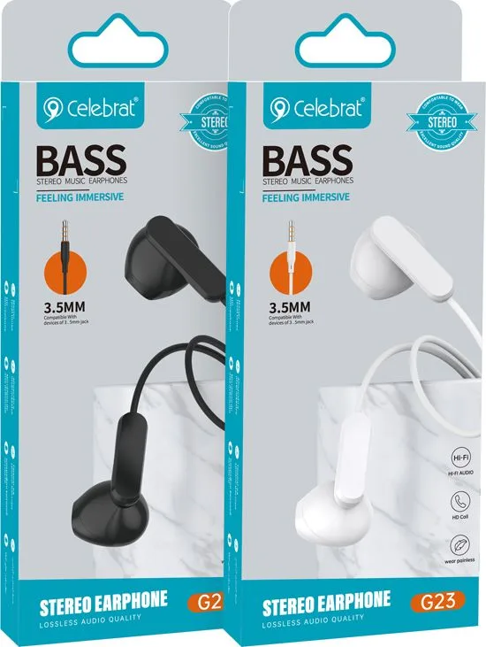 CELEBRAT earphones με μικρόφωνο G23, 3.5mm σύνδεση, Φ14mm, 1.2m, μαύρα — εικόνα 4