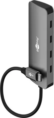 GOOBAY USB hub 76565, 4x θυρών, USB 3.2, 10Gbps, USB-C σύνδεση, γκρι