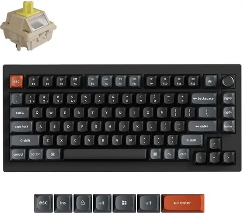 Keychron V1 Ultra (V1U-D4) QMK/VIA 8K Wireless Custom Mechanical Keyboard Banana Switch RGB 75% US