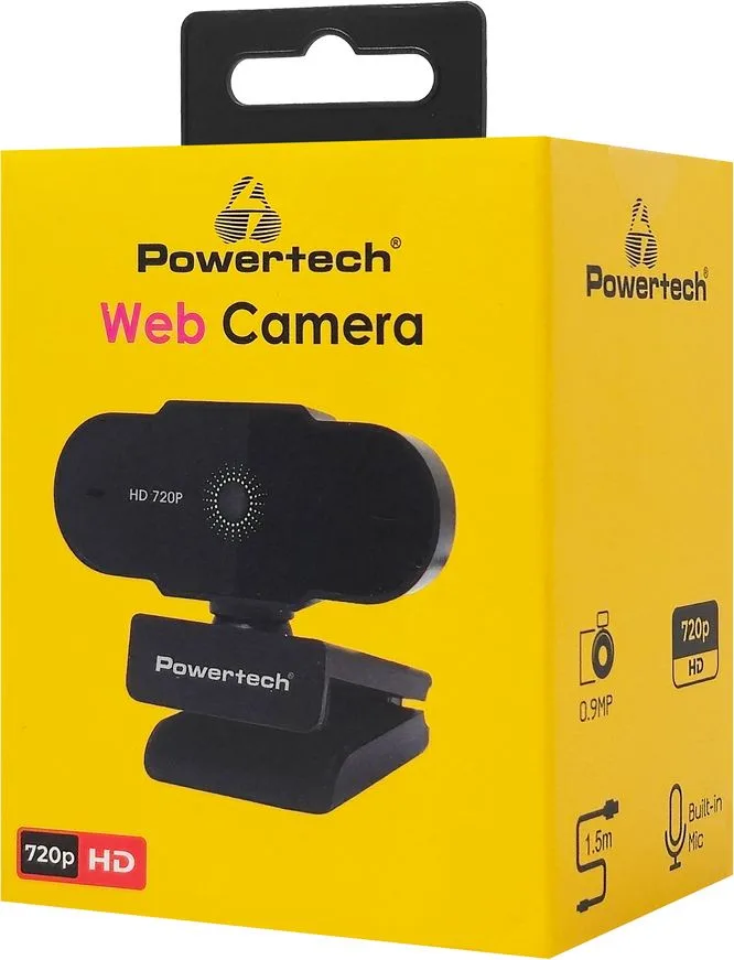 POWERTECH web camera PT-1426, 0.9MP, 720p HD, fixed εστίαση, 1.5m, μαύρη — εικόνα 5