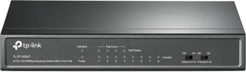 TP-LINK desktop switch TL-SF1008LP, 8-Port 10/100Mbps, 4x PoE, Ver. 2.0