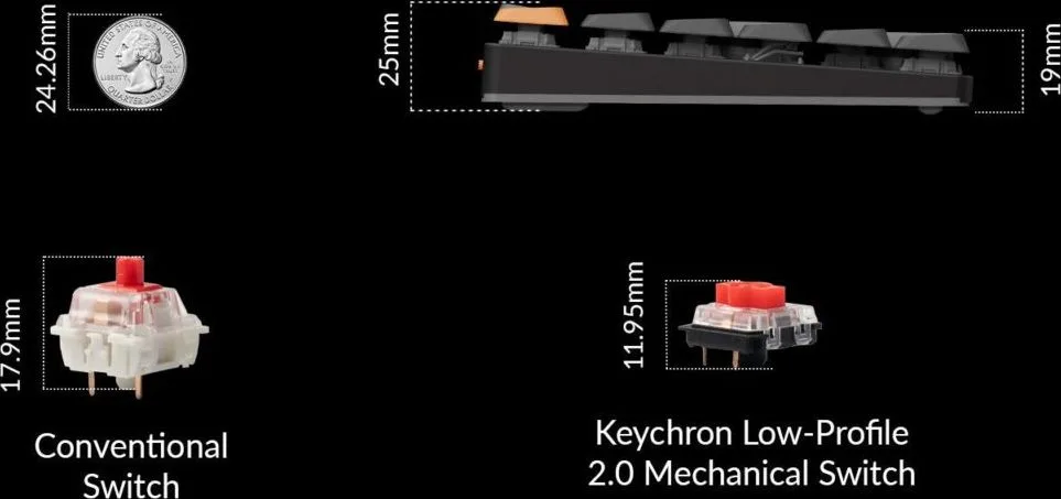 Keychron K1 V6 (K1X-B1) QMK Wireless Mechanical Keyboard Red Switch RGB 80% US Layout — εικόνα 3