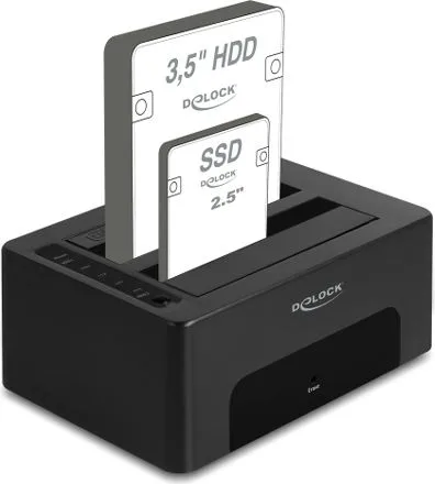 DELOCK docking station για 2.5" ή 3.5" SATA HDD/SSD 64187, 2 θέσεων, 5Gbps, clone/erase function, μαύρο — εικόνα 2