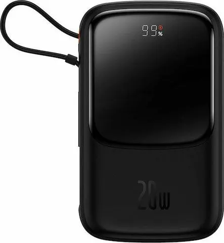 BASEUS Qpow PRO, Powerbank, 10000MAh, με καλώδιο Lightning, 20W, με ΨΗΦΙΑΚΗ οθόνη, μαύρο