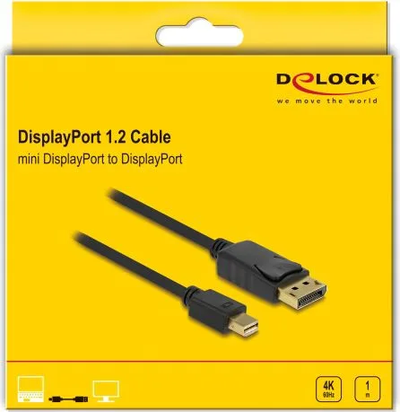 DELOCK καλώδιο mini DisplayPort σε DisplayPort 82698, 4K/60Hz, 21.6 Gbps, 1m, μαύρο — εικόνα 3