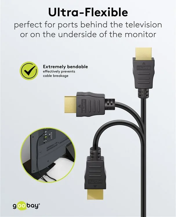GOOBAY καλώδιο HDMI 80103 με Ethernet, soft, 4K/60Hz, 18 Gbps, 2m, μαύρο — εικόνα 5