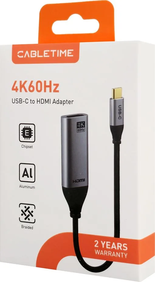 CABLETIME αντάπτορας USB-C σε HDMI CT-C160-PU31-CMHDFN1, 4K/60Hz, 0.15m, μαύρος — εικόνα 6