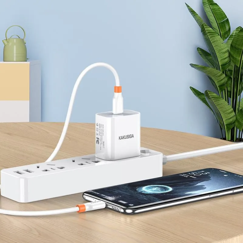KAKUSIGA καλώδιο USB-C KSC-1024, σιλικόνης, 100W, 480Mbps, 0.25m, λευκό — εικόνα 2
