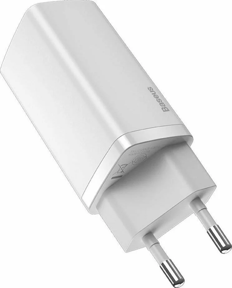 BASEUS GAN 2 Lite φορτιστής ΓΡΗΓΟΡΗΣ φόρτισης, 2 ΘΥΡΕΣ, 65W, ΛΕΥΚΟΣ — εικόνα 2