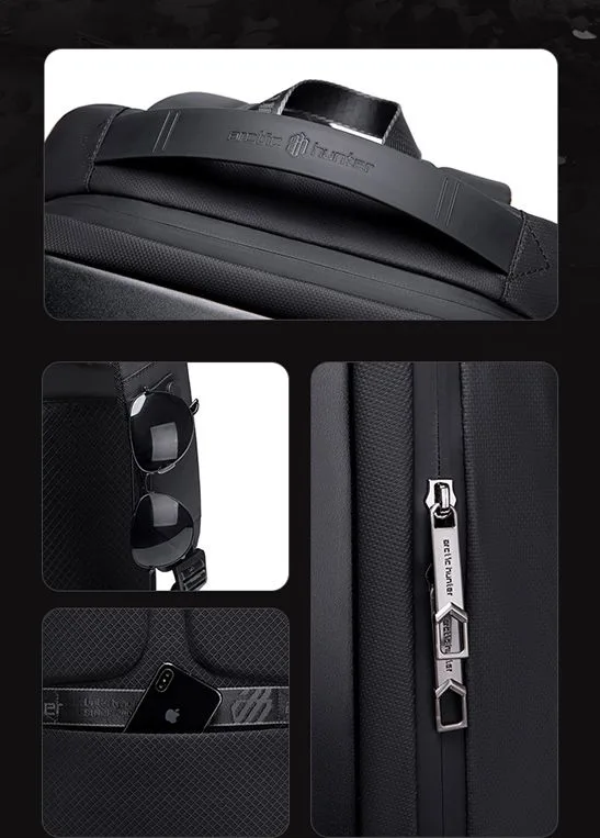 ARCTIC HUNTER τσάντα πλάτης B00487 με θήκη laptop 15.6", λουκέτο TSA, 22L, μαύρη — εικόνα 4