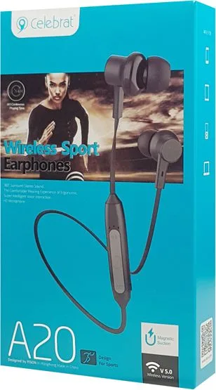 CELEBRAT earphones A20 με μαγνήτη, Bluetooth, 10mm, 70mAh, μαύρα — εικόνα 4