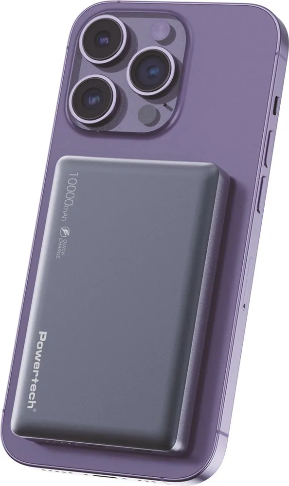 POWERTECH power bank PT-1377, 10000mah, magnetic wireless, 20W, γκρι — εικόνα 2