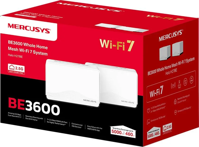 MERCUSYS Whole Home Mesh Wi-Fi 7 System Halo H27BE, 3.6Gbps Dual Band, 2τμχ, V.1.0 — εικόνα 7