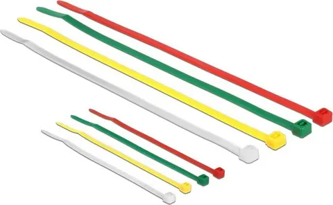 DELOCK δεματικά καλωδίων 18628, 100x2.5mm & 200x3.6mm χρωματιστά, 200τμχ