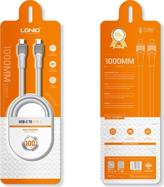 LDNIO καλώδιο USB-C σε USB-C LC601C, 100W PD, 1m, γκρι — εικόνα 5