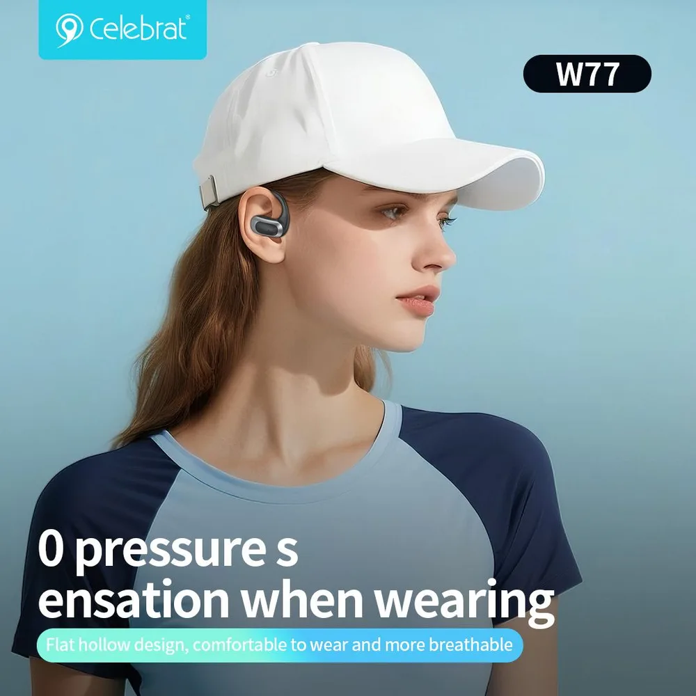 CELEBRAT earphones με θήκη φόρτισης W77, OWS, 12mm, 40/400mAh, μαύρα — εικόνα 3