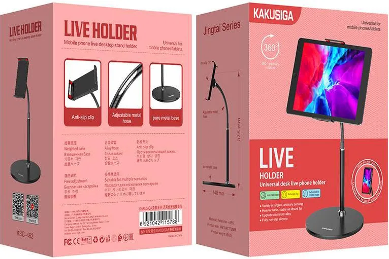 KAKUSIGA επιτραπέζια βάση smartphone/tablet KSC-463, μαύρη — εικόνα 4