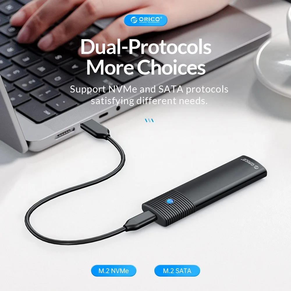 ORICO θήκη για M.2 NVMe & SATA SSD PWDM2-G2, 10Gbps, tool free, μπλε — εικόνα 2