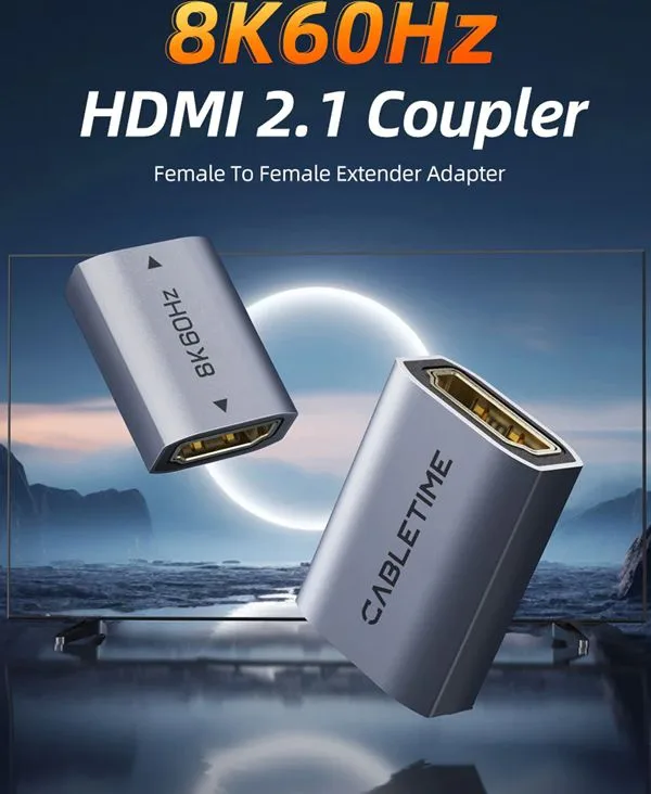 CABLETIME αντάπτορας HDMI CT-HEF8K-AG, 8K/60Hz, 4K/120Hz, 48 Gbps, γκρι — εικόνα 3