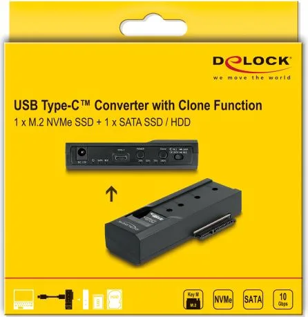 DELOCK docking station για M.2 NVMe/SATA ή 2.5"/3.5" SSD/HDD 64252, 10Gbps, clone function, μαύρο — εικόνα 5