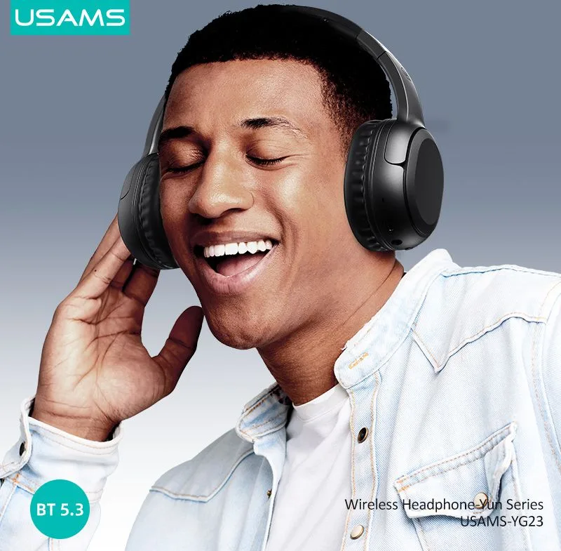 USAMS headphones YG23, ασύρματα & ενσύρματα, Φ40mm, 300mAh, μαύρα — εικόνα 2