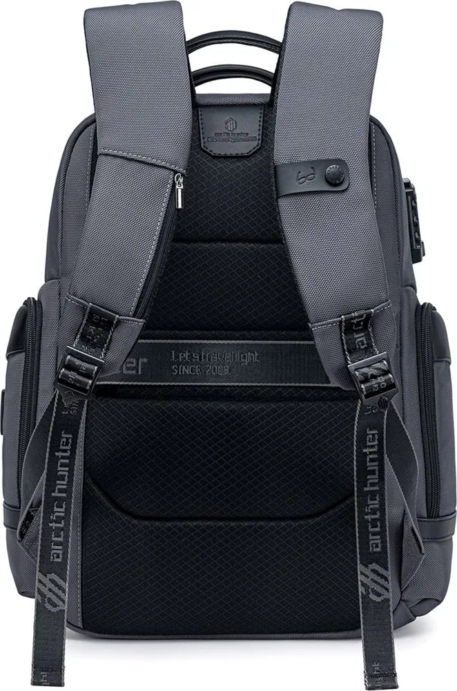 ARCTIC HUNTER τσάντα πλάτης B00682 με θήκη laptop 15.6", USB, λουκέτο TSA, 23.5L, γκρι — εικόνα 4
