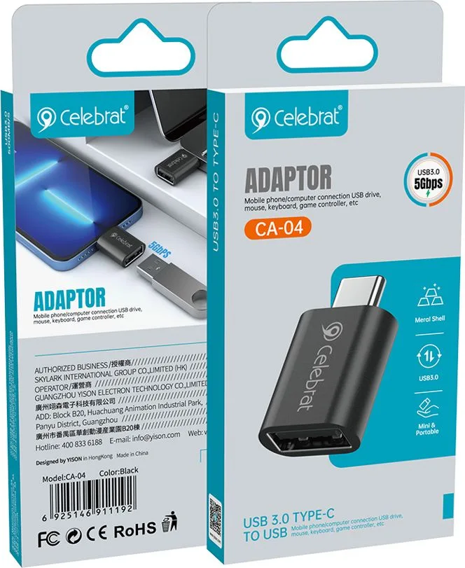 CELEBRAT αντάπτορας USB-C σε USB 3.0 CA-04, 5Gbps, μαύρος — εικόνα 5
