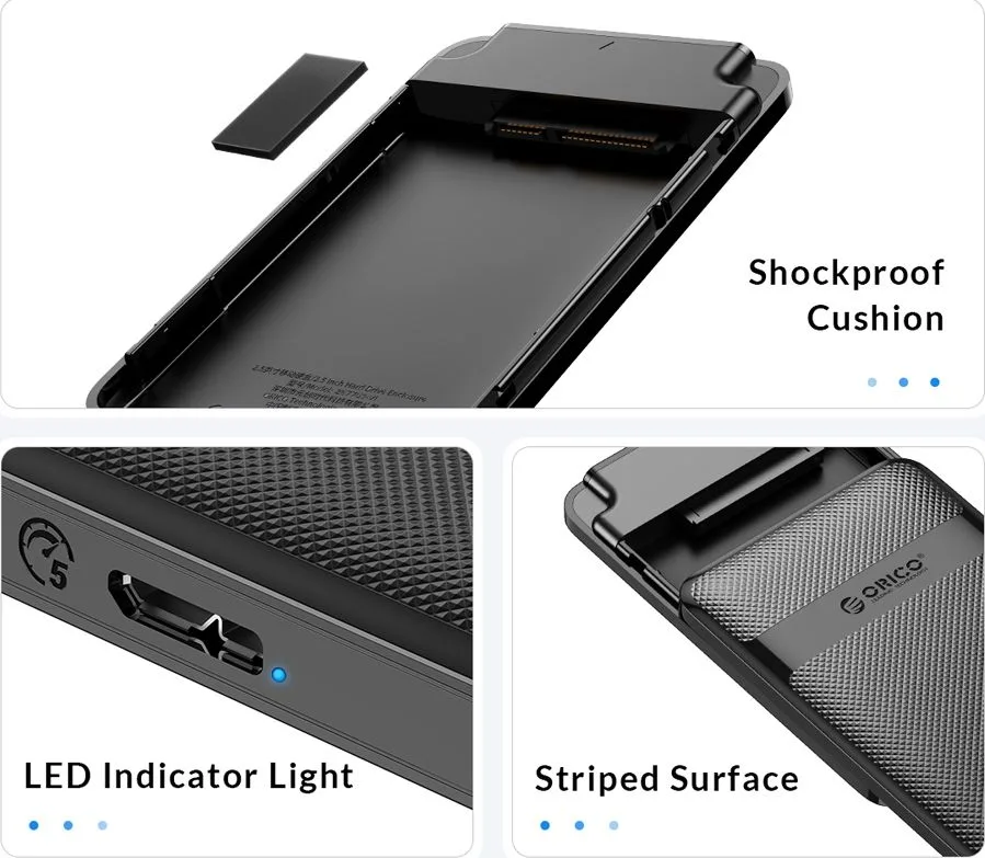 ORICO θήκη για 2.5" SATA HDD/SSD 2577C3-V1, 6Gbps, μαύρη — εικόνα 5