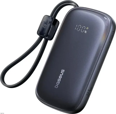 BASEUS Enerfill FC21 QPOW3 Ultra, Powerbank, 20000MAh, με καλώδιο Lightning, 22.5W, με ΨΗΦΙΑΚΗ οθόνη, μαύρο