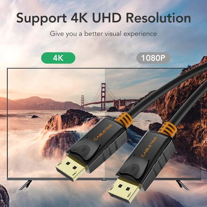 CABLETIME καλώδιο DisplayPort CT-AV585-01G, 4K/60Hz, 1.8m, μαύρο — εικόνα 4