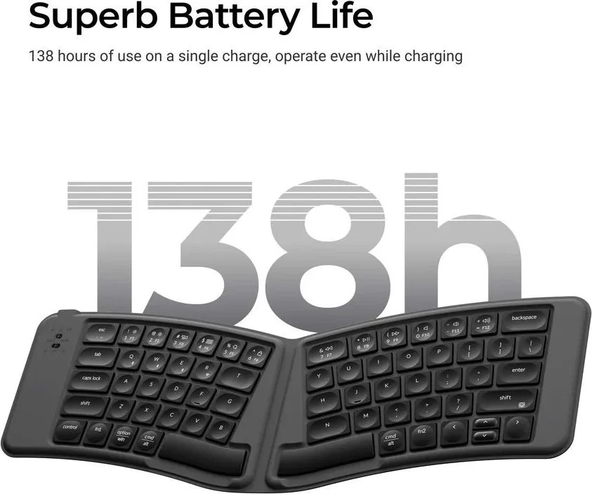 Keychron B11 Pro (B11P-K1) Ultraslim Wireless BT Foldable Keyboard Online customization - Gray US La — εικόνα 4