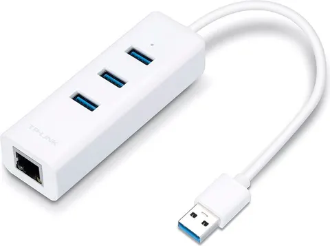TP-LINK USB Hub UE330 με θύρα δικτύου, 3 θυρών, USB σύνδεση, λευκό