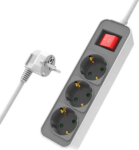 POWERTECH πολύπριζο ασφαλείας PT-1055, 3x schuko, 16A, 1.4m, λευκό