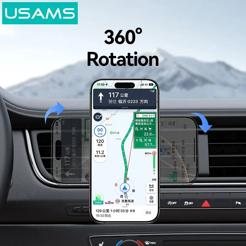 USAMS βάση smartphone αυτοκινήτου US-ZJ081, αεραγωγών, μαγνητική, μαύρη — εικόνα 5