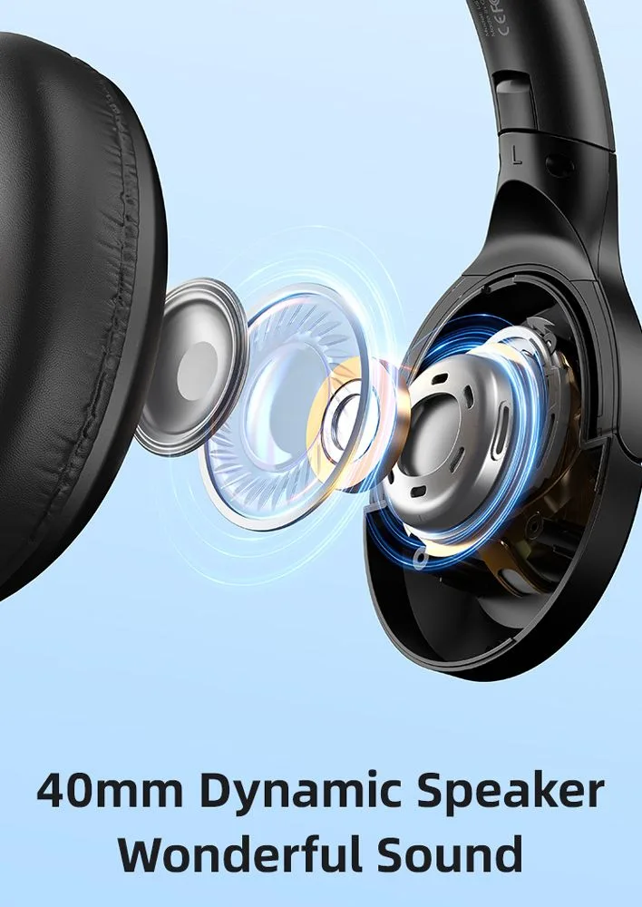 USAMS headphones YH21, ασύρματα & ενσύρματα, Φ40mm, 500mAh, μαύρα — εικόνα 4