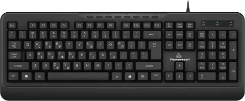 POWERTECH πληκτρολόγιο PT-1066, ενσύρματο, multimedia, EN/GR, μαύρο