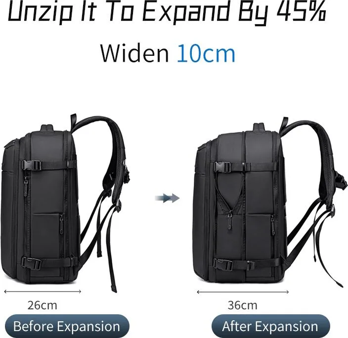 ARCTIC HUNTER τσάντα πλάτης B00866 με θήκη laptop 15.6", αεροστεγής θήκη, 35.5L/49.5L, μαύρη — εικόνα 5