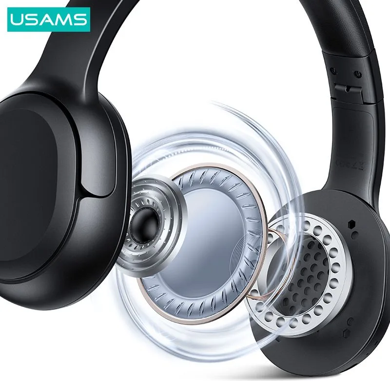USAMS headphones YG23, ασύρματα & ενσύρματα, Φ40mm, 300mAh, μαύρα — εικόνα 4